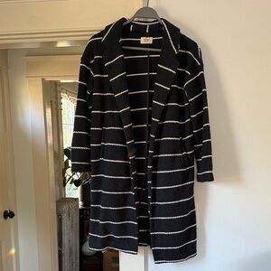 Marine layer Birdseye long striped cotton cardigan/coat